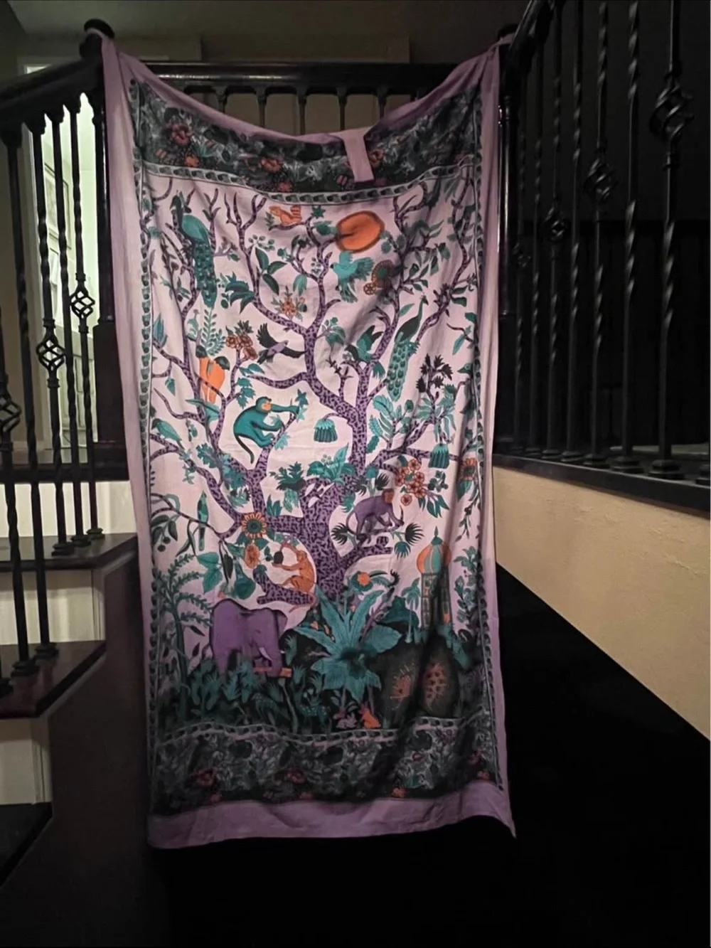 Lilac Bohemian Tree of Life Tapestry with Teal & Purple Accents